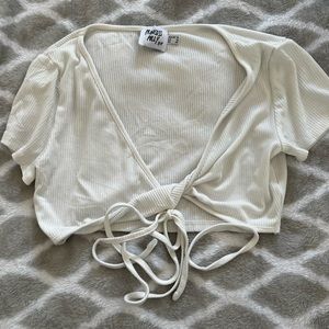 PRINCESS POLLY | white ribbed crop top